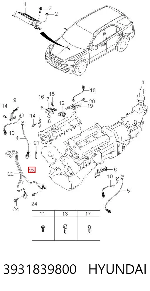 Sensor de árbol de levas 3931839800 Hyundai/Kia