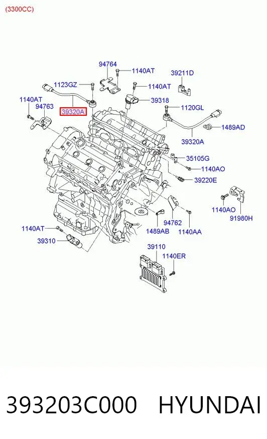 Sensor de detonacion 393203C000 Hyundai/Kia