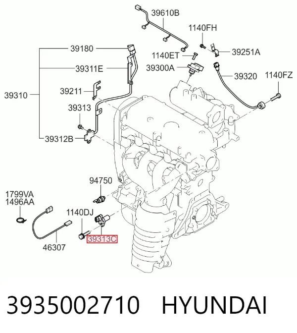 Sensor de árbol de levas 3935002710 Hyundai/Kia