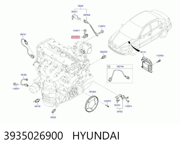 Sensor de árbol de levas 3935026900 Hyundai/Kia