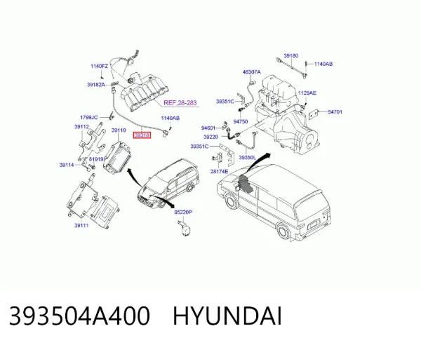 Sensor de árbol de levas 393504A400 Hyundai/Kia