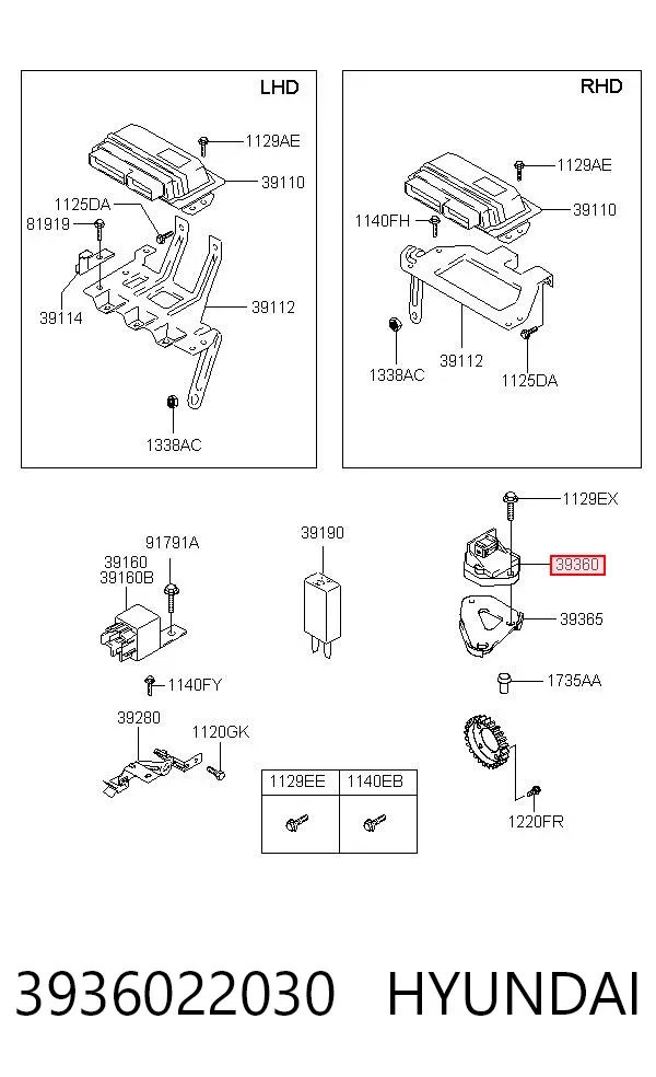 Sensor de posición del pedal del acelerador 3936022030 Hyundai/Kia