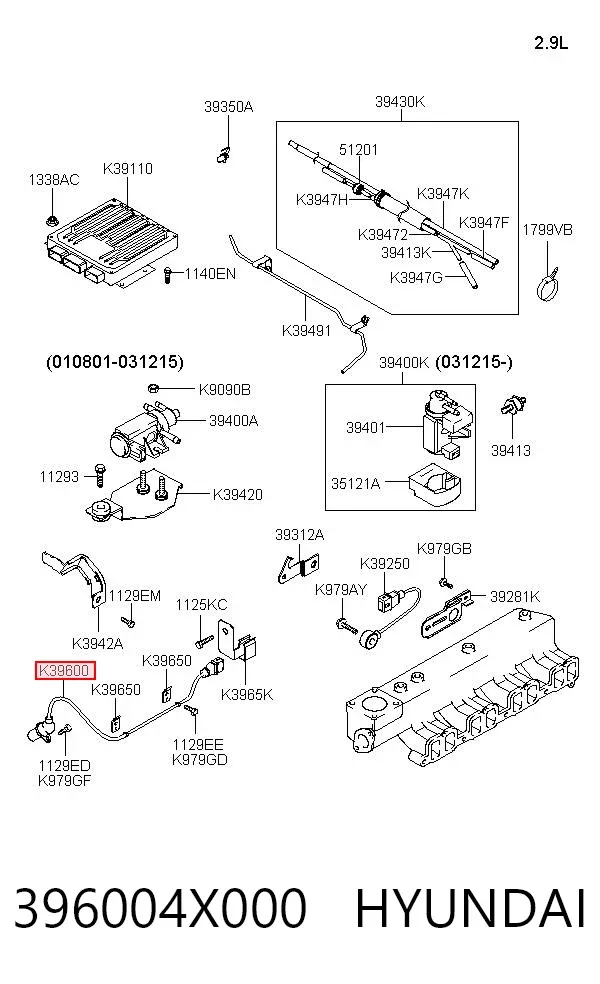 Sensor de cigüeñal 396004X000 Hyundai/Kia