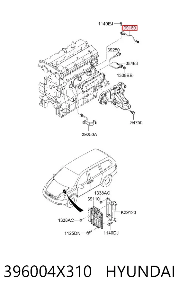 Sensor de cigüeñal 396004X310 Hyundai/Kia