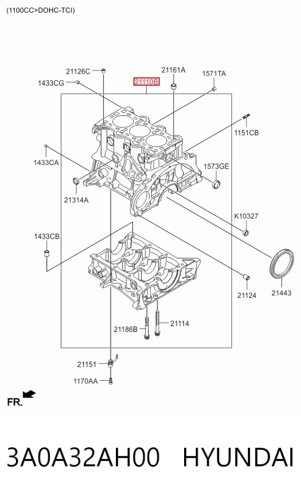 Bloque de cilindros del motor 3A0A32AH00 Hyundai/Kia