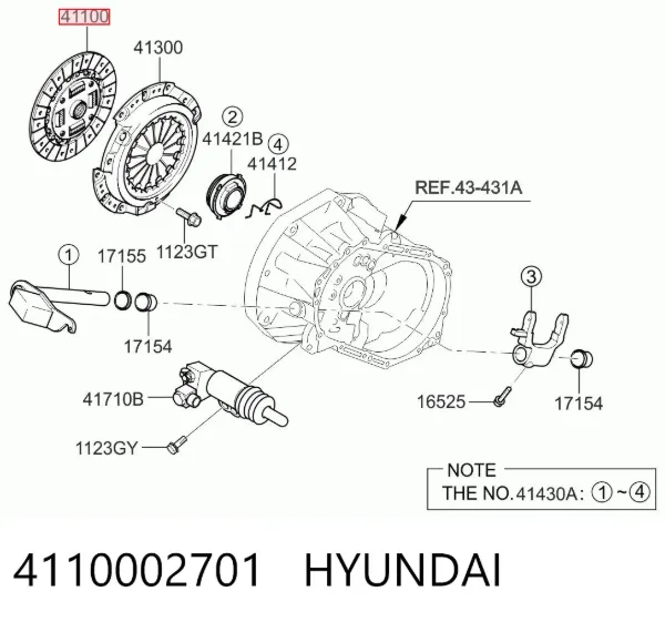 Disco de embrague 4110002701 Hyundai/Kia