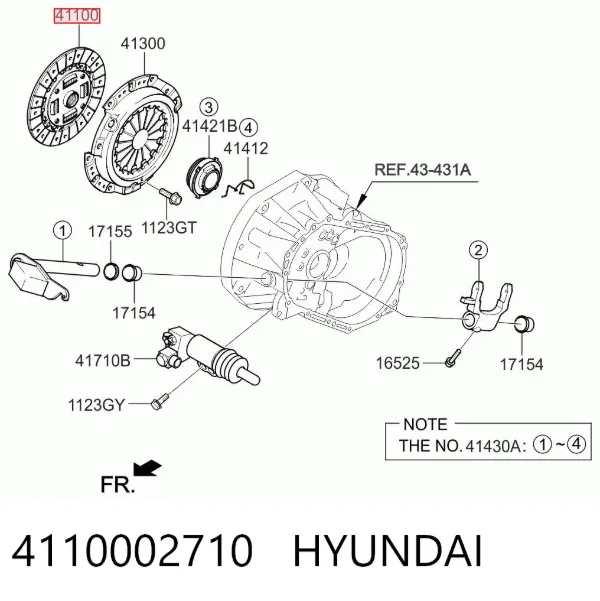 Disco de embrague 4110002710 Hyundai/Kia