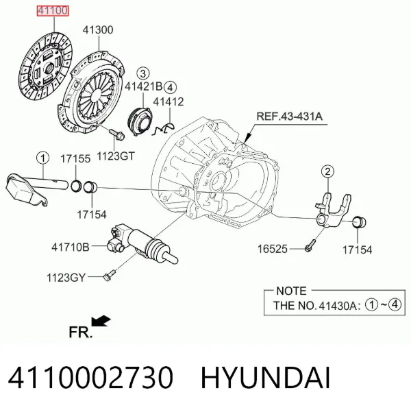 Disco de embrague 4110002730 Hyundai/Kia
