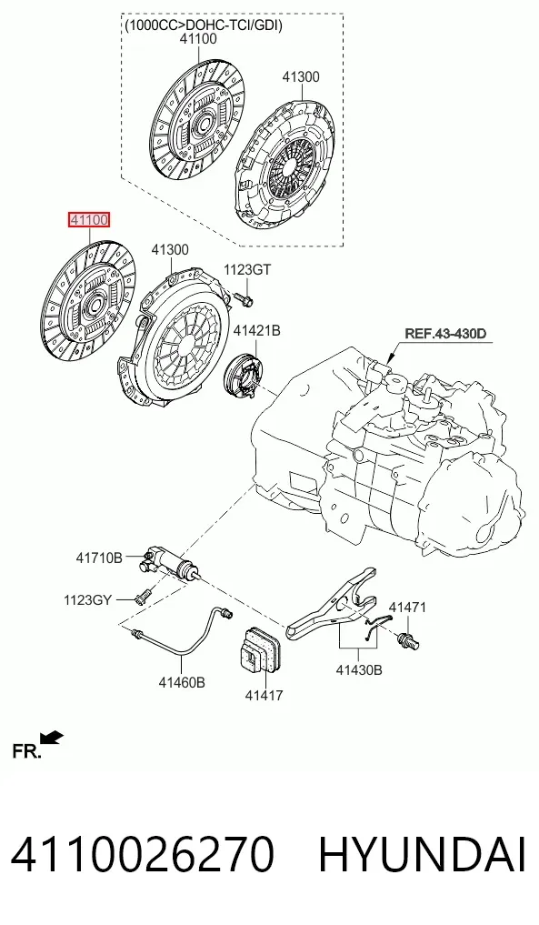 Disco de embrague 4110026270 Hyundai/Kia