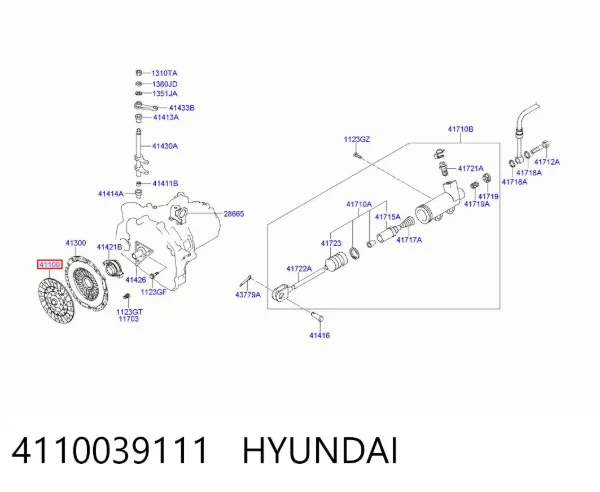 Disco de embrague 4110039111 Hyundai/Kia