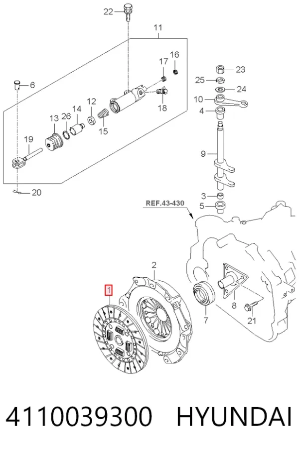 Disco de embrague 4110039300 Hyundai/Kia