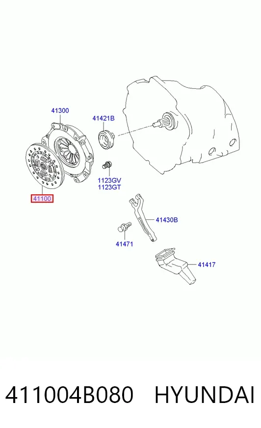 Disco de embrague 411004B080 Hyundai/Kia
