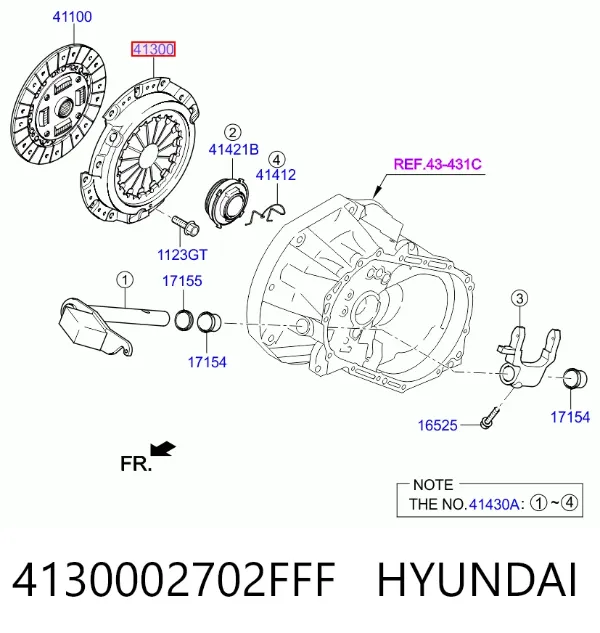 Plato de presión de embrague 4130002702FFF Hyundai/Kia