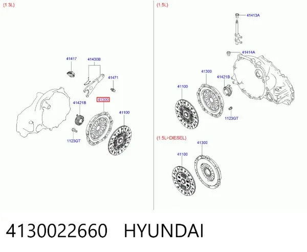 Plato de presión de embrague 4130022660 Hyundai/Kia