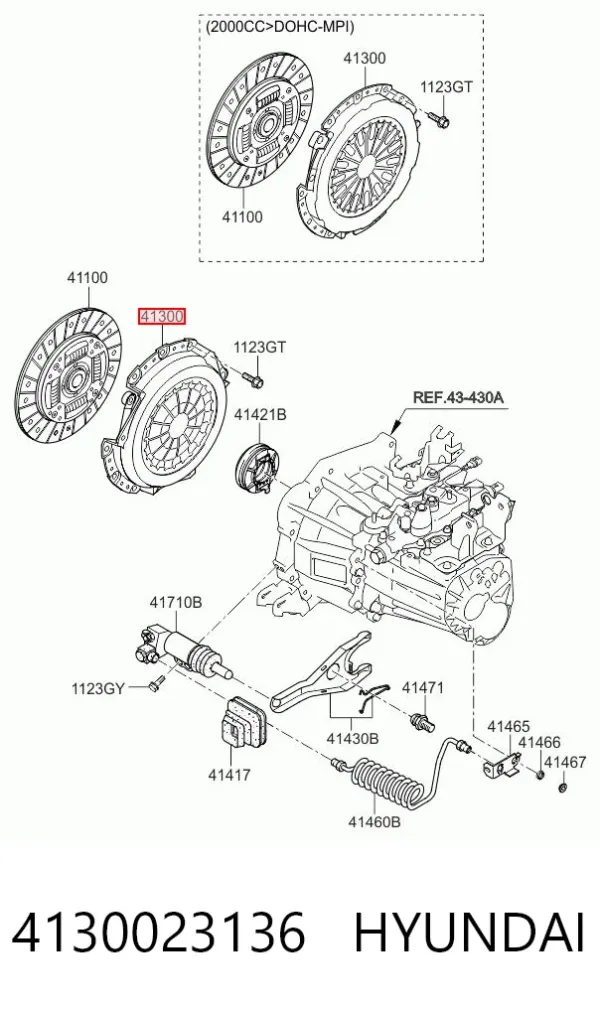 Plato de presión de embrague 4130023136 Hyundai/Kia