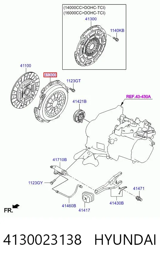 Plato de presión de embrague 4130023138 Hyundai/Kia