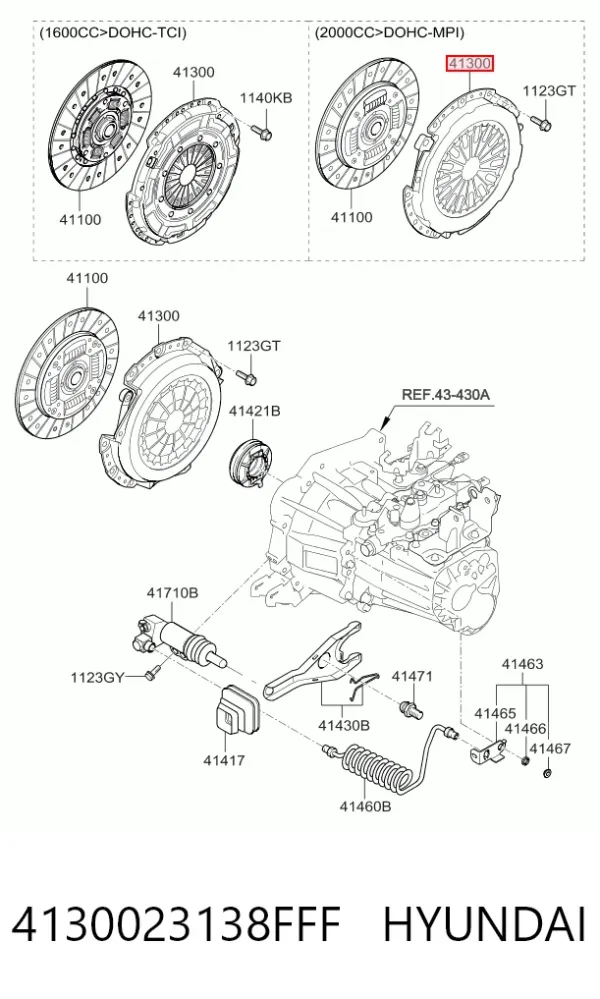Plato de presión de embrague 4130023138FFF Hyundai/Kia