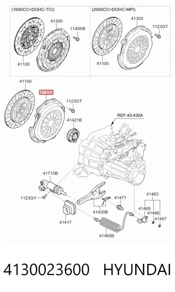 Plato de presión de embrague 4130023600 Hyundai/Kia