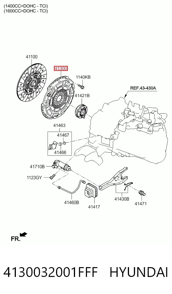 Plato de presión de embrague 4130032001FFF Hyundai/Kia