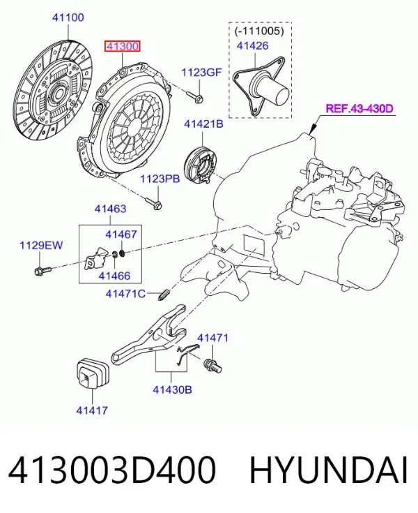 Plato de presión de embrague 413003D400 Hyundai/Kia