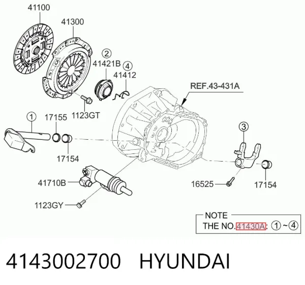 Horquilla de embrague 4143002700 Hyundai/Kia