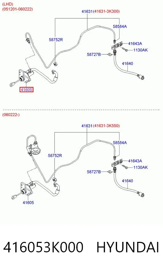 Cilindro maestro de embrague 416053K000 Hyundai/Kia