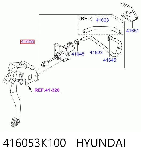 Cilindro maestro de embrague 416053K100 Hyundai/Kia
