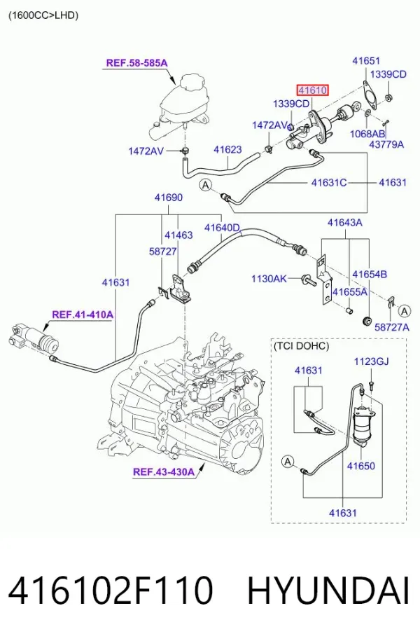 Cilindro maestro de embrague 416102F110 Hyundai/Kia