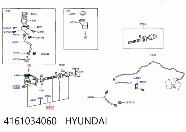 Cilindro maestro de embrague 4161034060 Hyundai/Kia