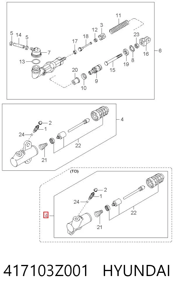 Bombin de embrague 417103Z001 Hyundai/Kia
