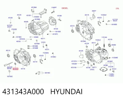 Retén del semieje delantero HYUNDAI 431343A000