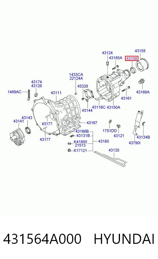 Retén del eje secundario de la transmisión 431564A000 Hyundai/Kia