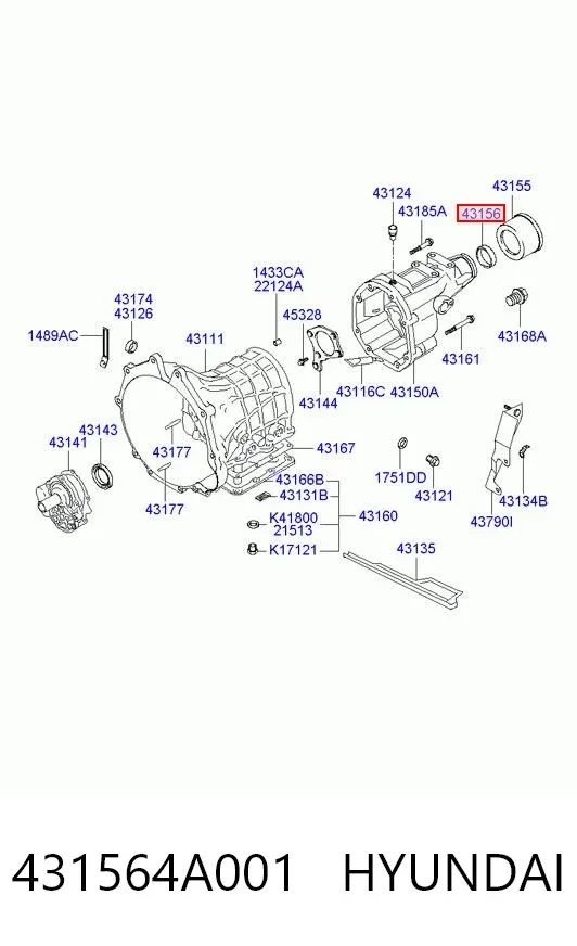 Retén del eje secundario de la transmisión 431564A001 Hyundai/Kia