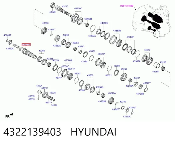 Eje primario de la caja de cambios 4322139403 Hyundai/Kia