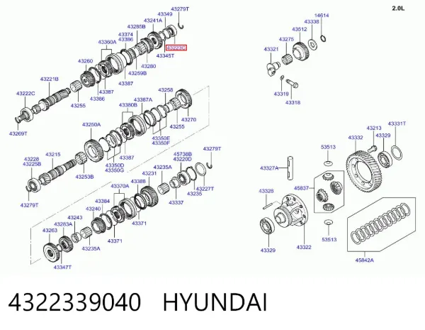Cojinete, caja de cambios Hyundai Sonata V