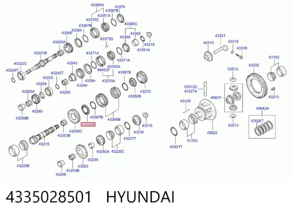 Anillo sincronizador 4335028501 Hyundai/Kia
