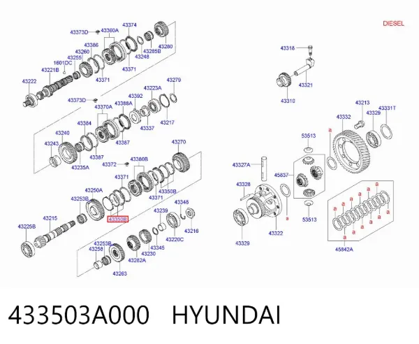 Anillo sincronizador 433503A000 Hyundai/Kia