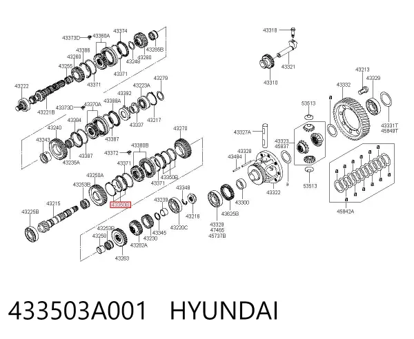 Anillo sincronizador 433503A001 Hyundai/Kia