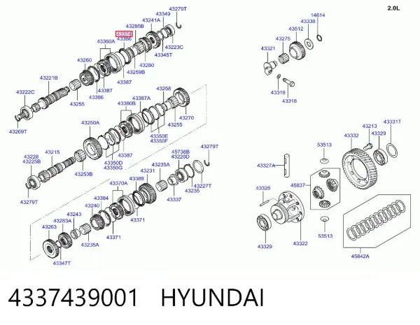 Anillo sincronizador 4337439001 Hyundai/Kia