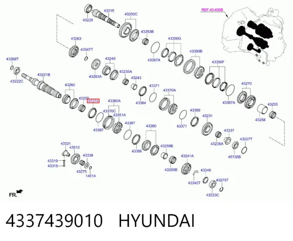 Anillo sincronizador 4337439010 Hyundai/Kia