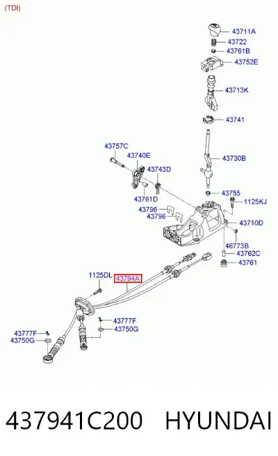 Cable de selección de marchas HYUNDAI 437941C200