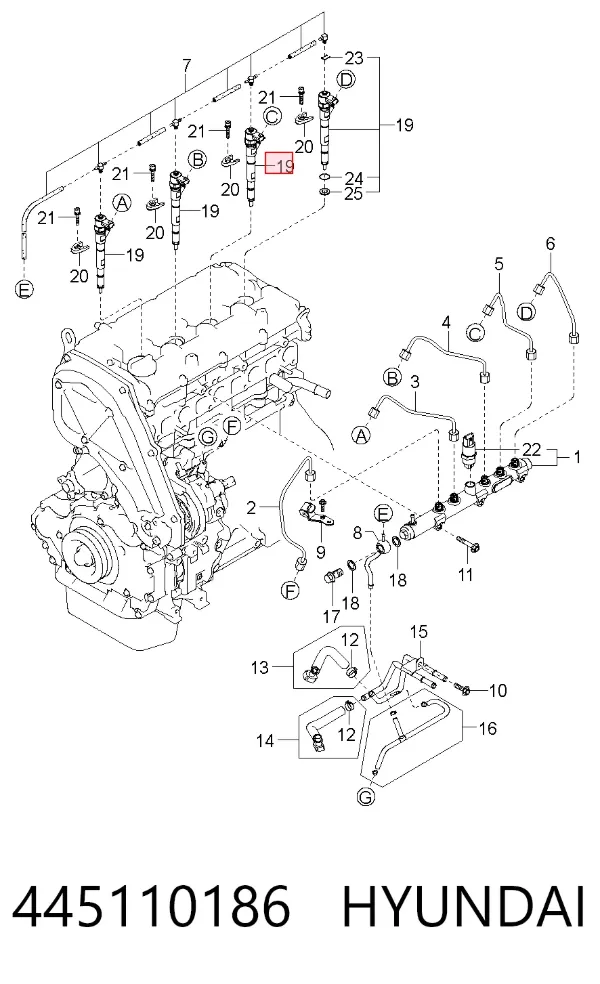 Inyector 445110186 Hyundai/Kia