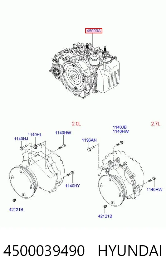 Caja de cambios automática 4500039490 Hyundai/Kia
