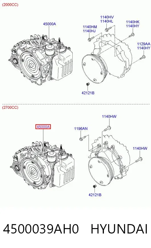 Caja de cambios automática 4500039AH0 Hyundai/Kia