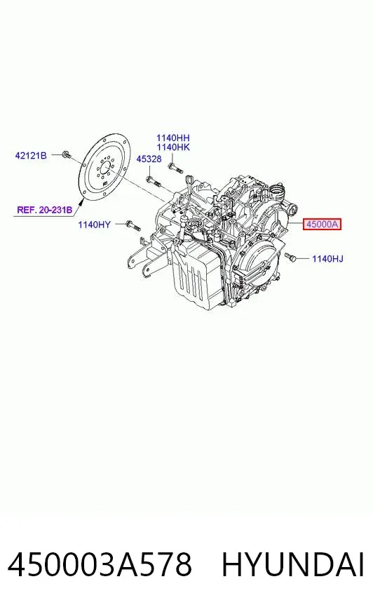 Caja de cambios automática 450003A578 Hyundai/Kia