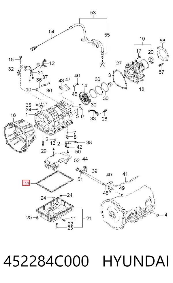 Junta del cárter de aceite de la caja de cambios 452284C000 Hyundai/Kia