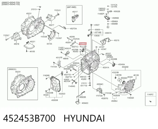 Retén del eje secundario de la transmisión 452453B700 Hyundai/Kia