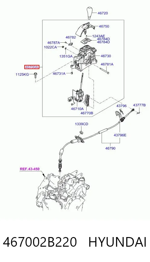Palanca de cambios 467002B220 Hyundai/Kia