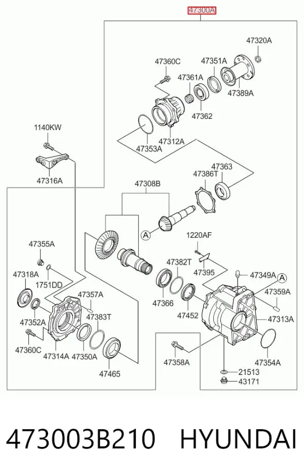Caja de transferencia 473003B210 Hyundai/Kia