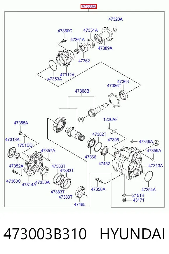 Caja de transferencia 473003B310 Hyundai/Kia